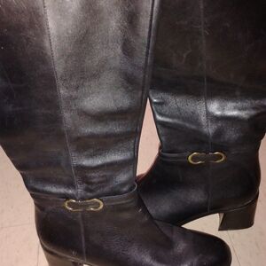 Elegant Black Leather Knee-High Boots